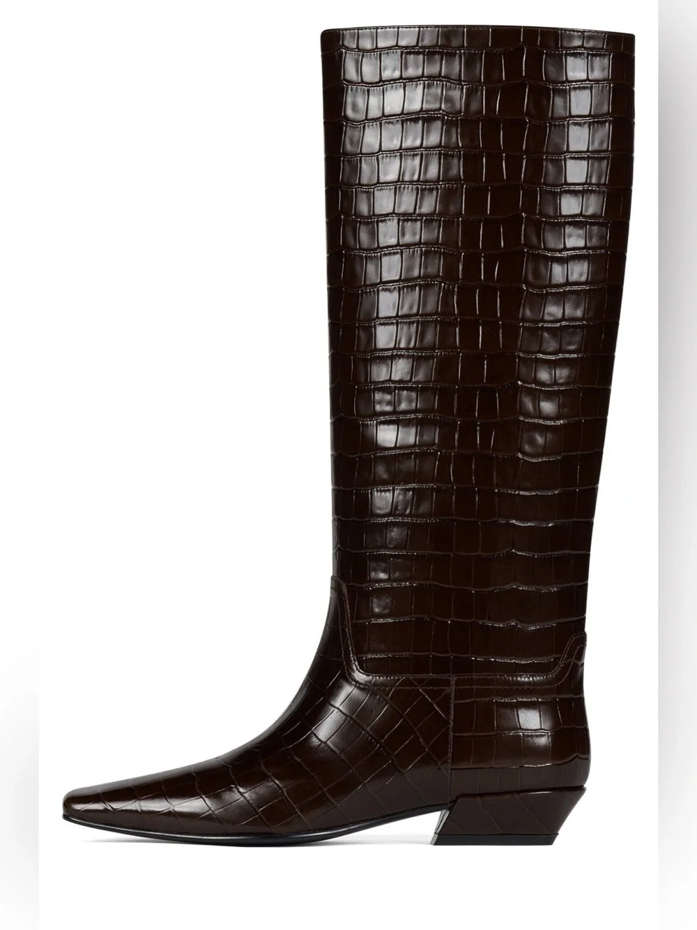 Jeffrey Campbell Passo Brown Croco Crocodile Knee High Boots Size 6